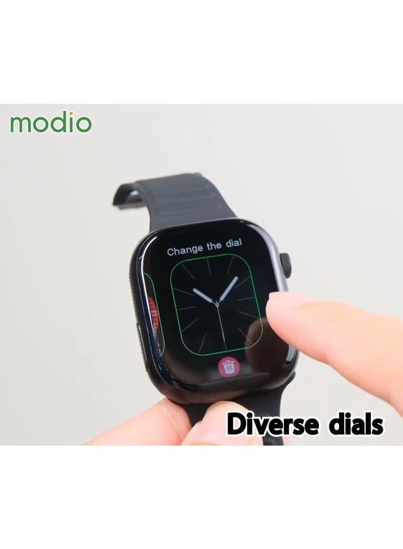 modio SM06 Smartwatch – Black, SIM Card Support, Dual Camera, 3 Interchangeable Straps, Wireless Charging, Unisex Design for Ladies & Gents, Fitness Tracker, Heart Rate & Activity Monitoring, Notifications, Stylish & Durable - Image 5